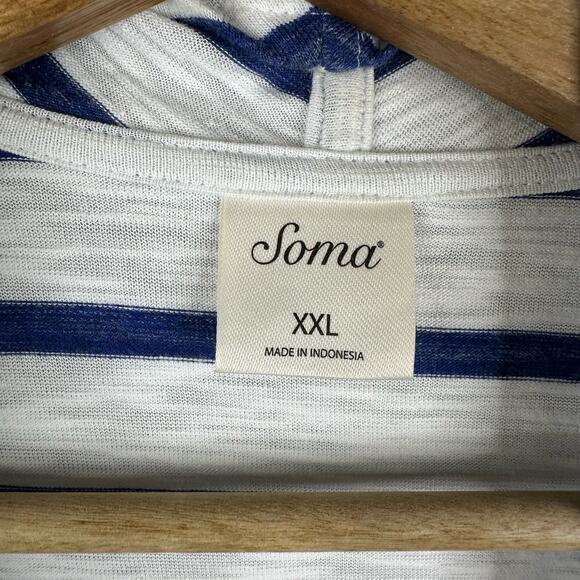 Soma Womens size XXL Slub Terry Open Front Zen Striped Waterfall Cardigan - Picture 9 of 9